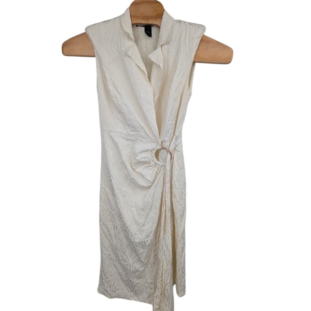 Jay Godfrey Women's Gino Sleeveless Midi Wrap‎ Dress O ring detail Ivory sz 10